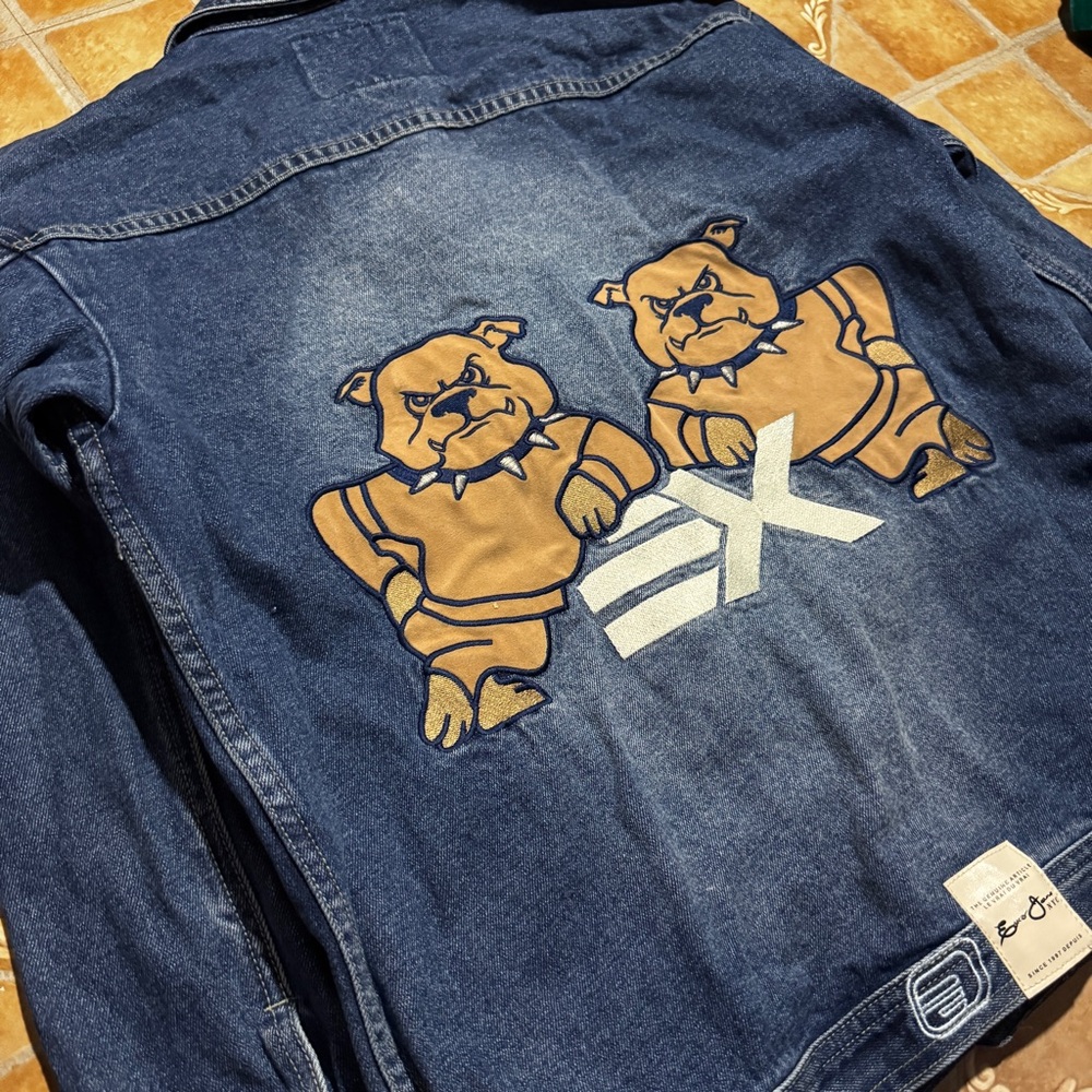 Vintage EXCO JEANS NYC Denim Jacket - Bulldog Embroidery - Fits like Medium.